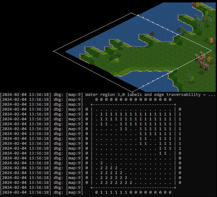 Region with debug printout